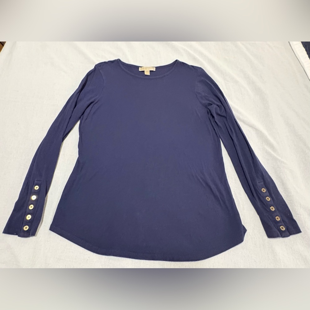 Michael Kors Navy Long-Sleeve Crewneck Top